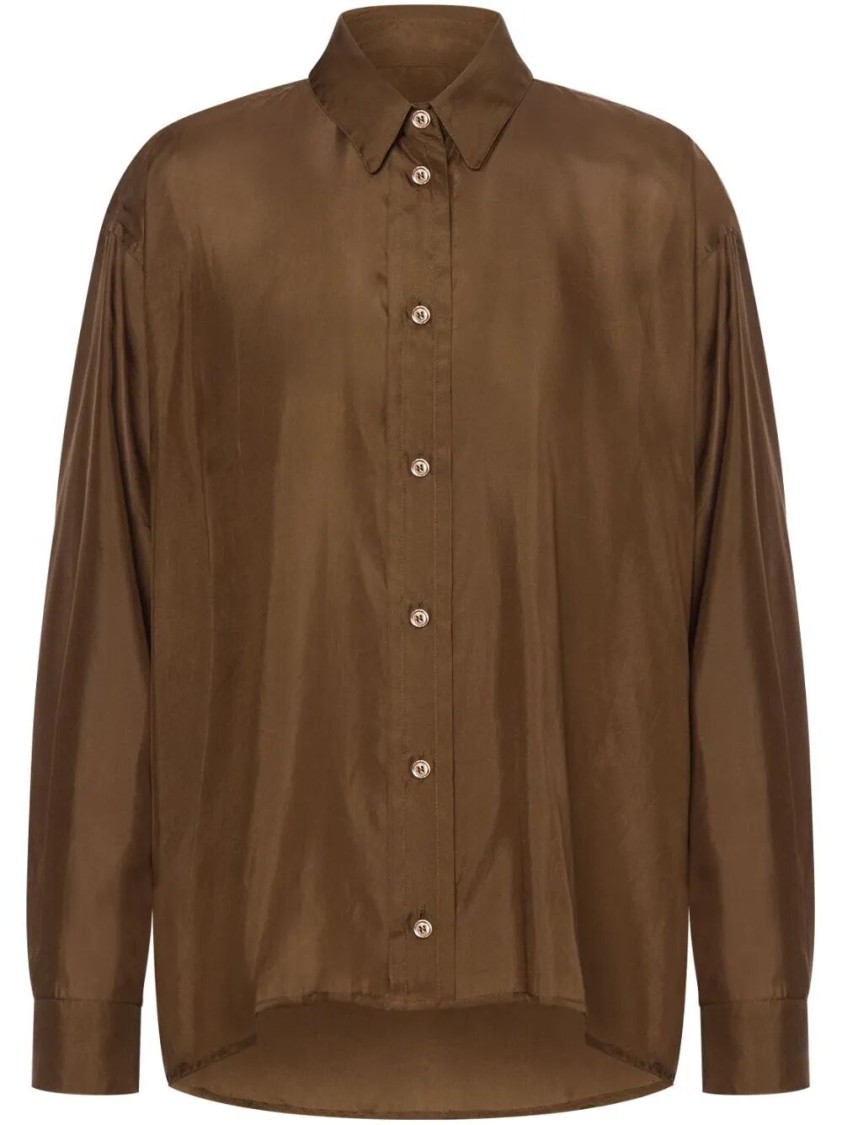 Philosophy Di Lorenzo Serafini Relaxed Fit Silk Shirt With Classic Collar