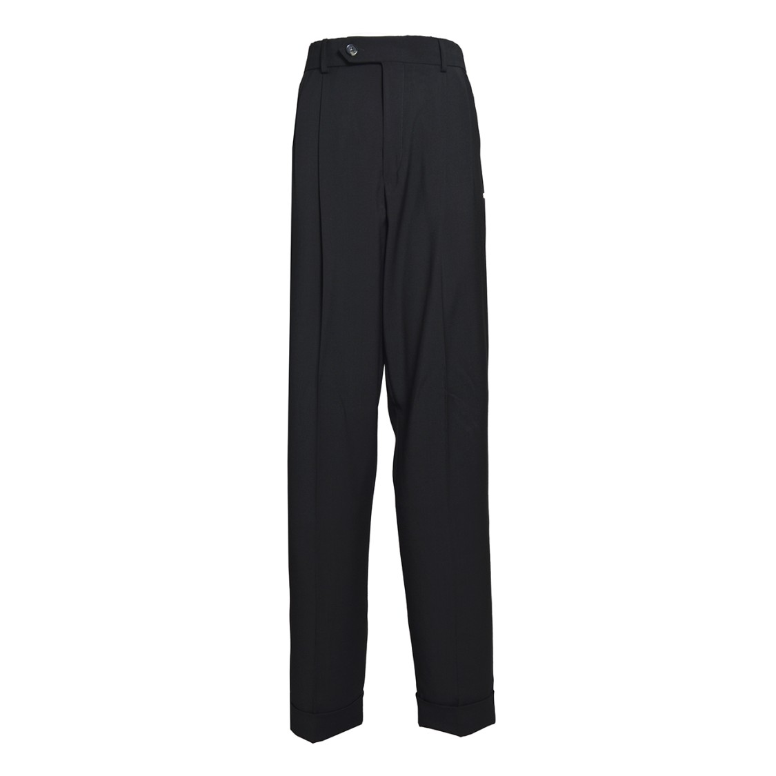 Sportmax Straight-leg High-waisted Wool Trousers In Black