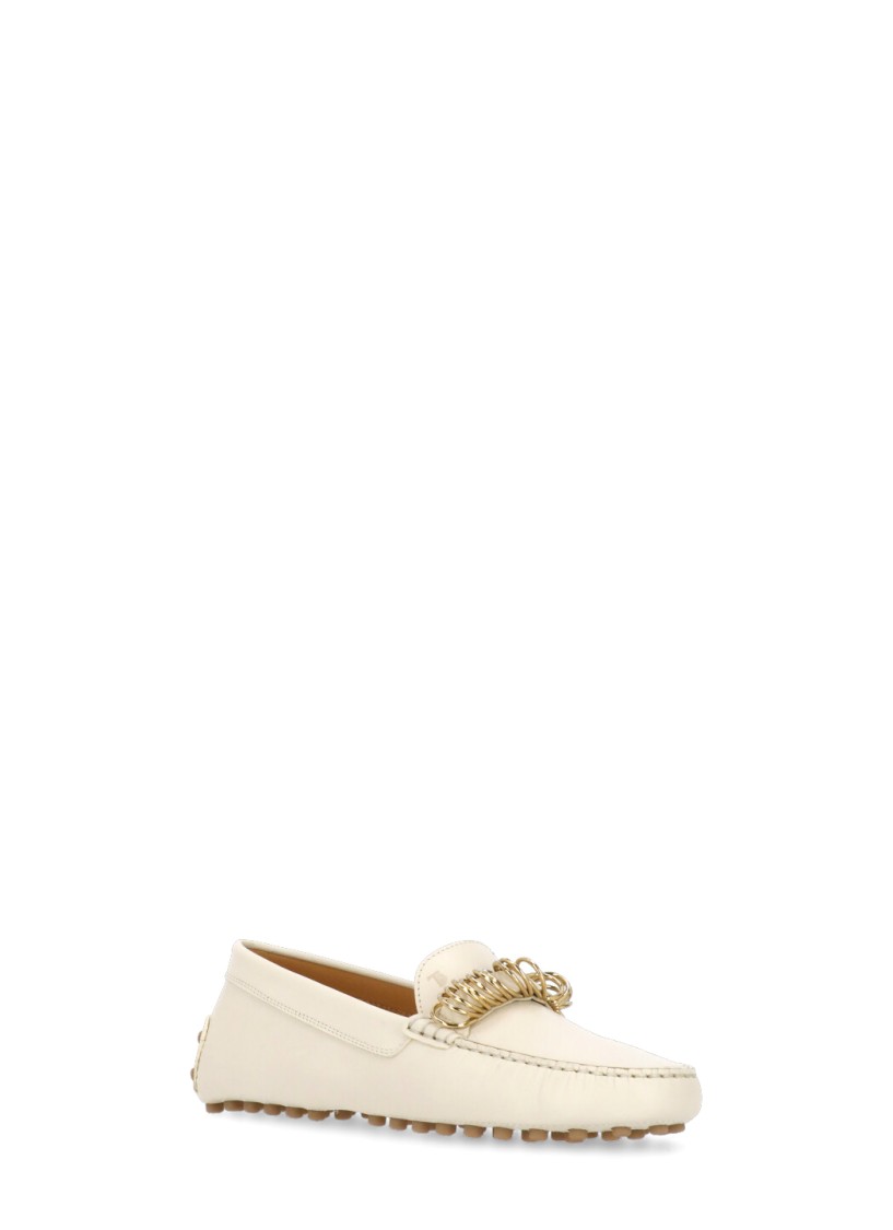 Tod's Ivory Leather Loafers In Neutrals