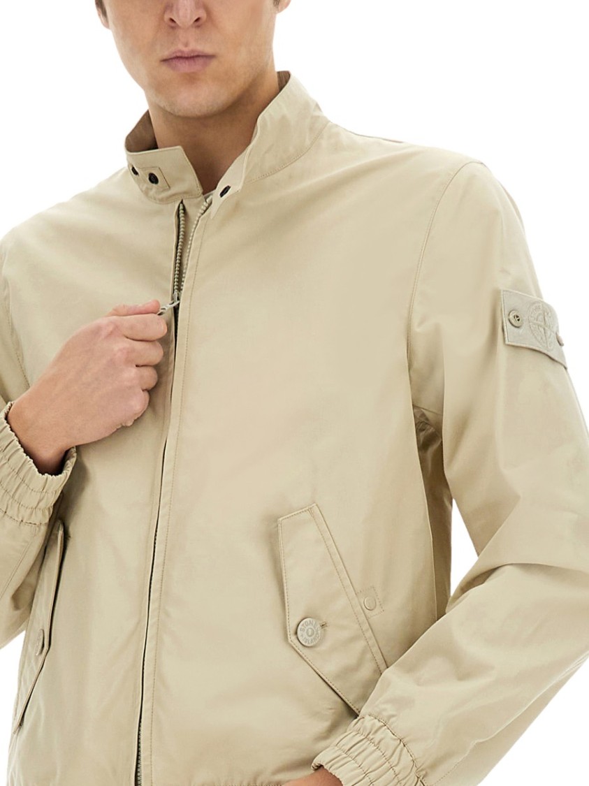 Stone Island Bomber Collared Elasticated Cuffs In Neutrals