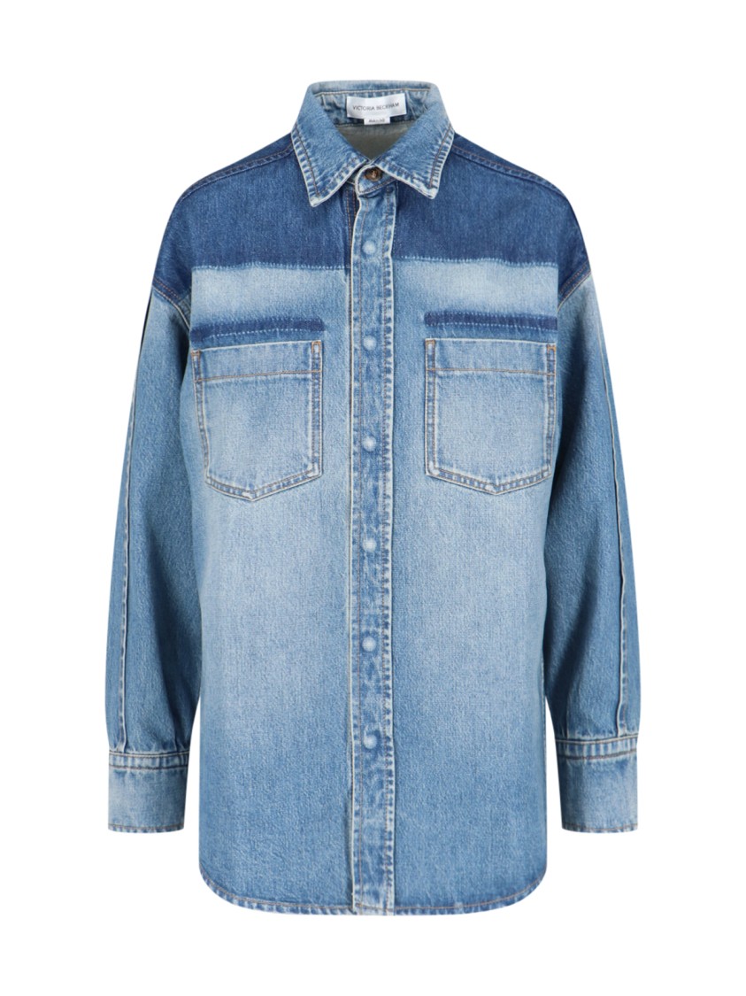 Victoria Beckham Women Camicia In Denim Schiarito In Blue