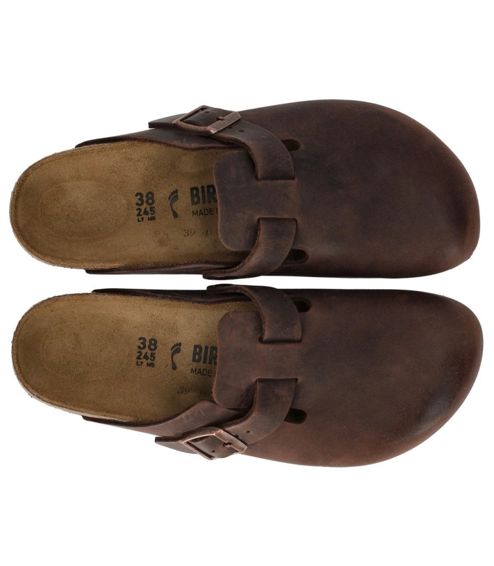 Birkenstock 'boston' Brown Slip-on Mules With Buckle