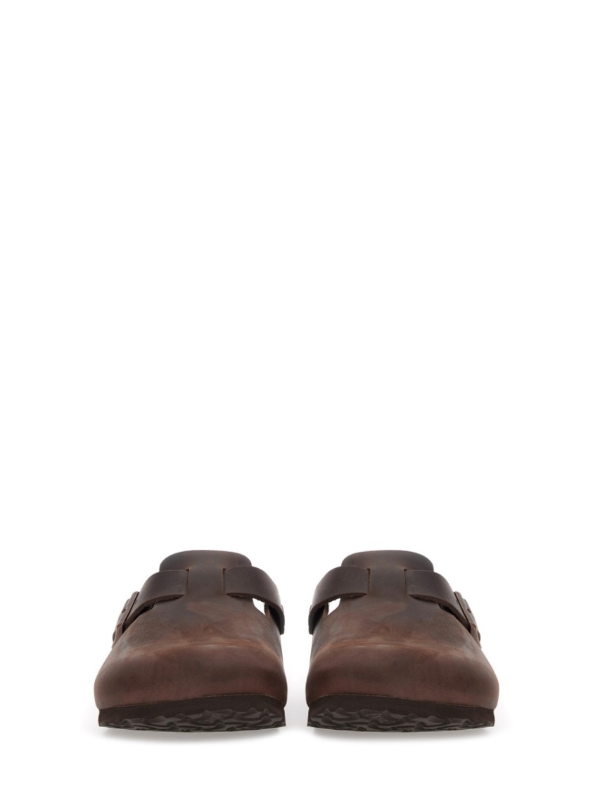 Birkenstock Chocolate Leather Boston Slippers