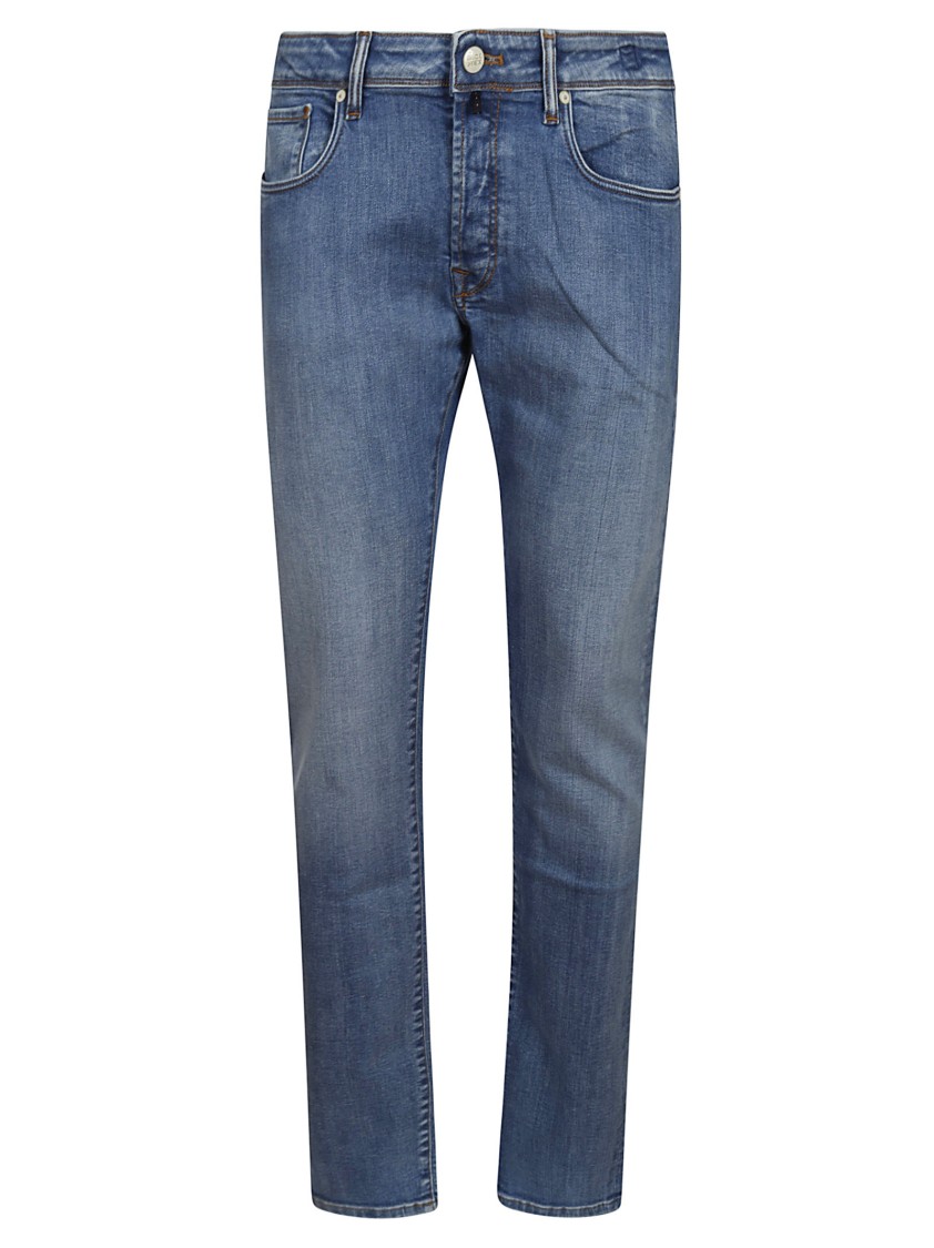 Incotex Slim-fit Blue Cotton Jeans With Classic Design In Blue