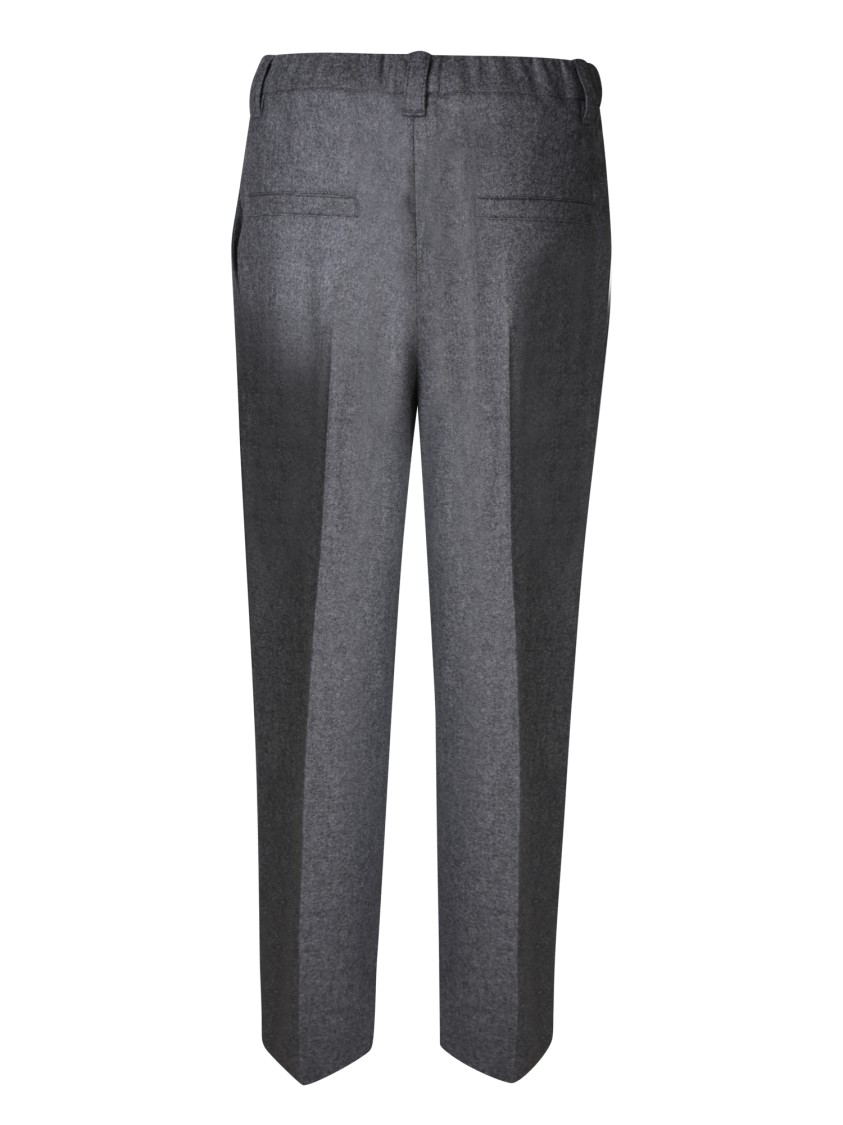 Brunello Cucinelli Grey Flannel Trousers With Pleats In Grey