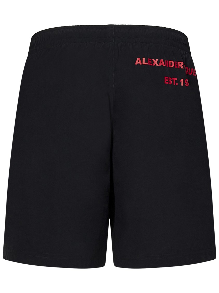 Shop Alexander Mcqueen Black Nylon Swim Shorts