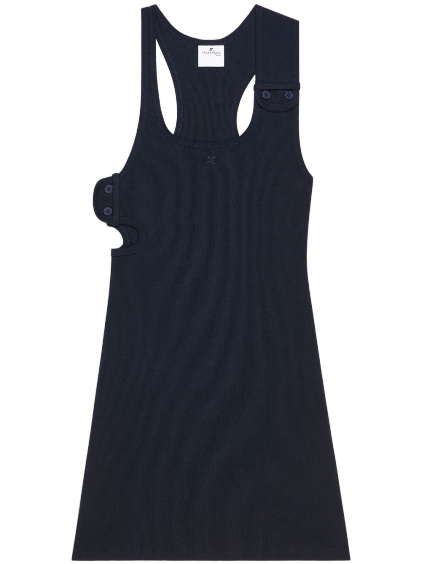 Courrèges Courreges Black Cotton Mini Dress In Blue