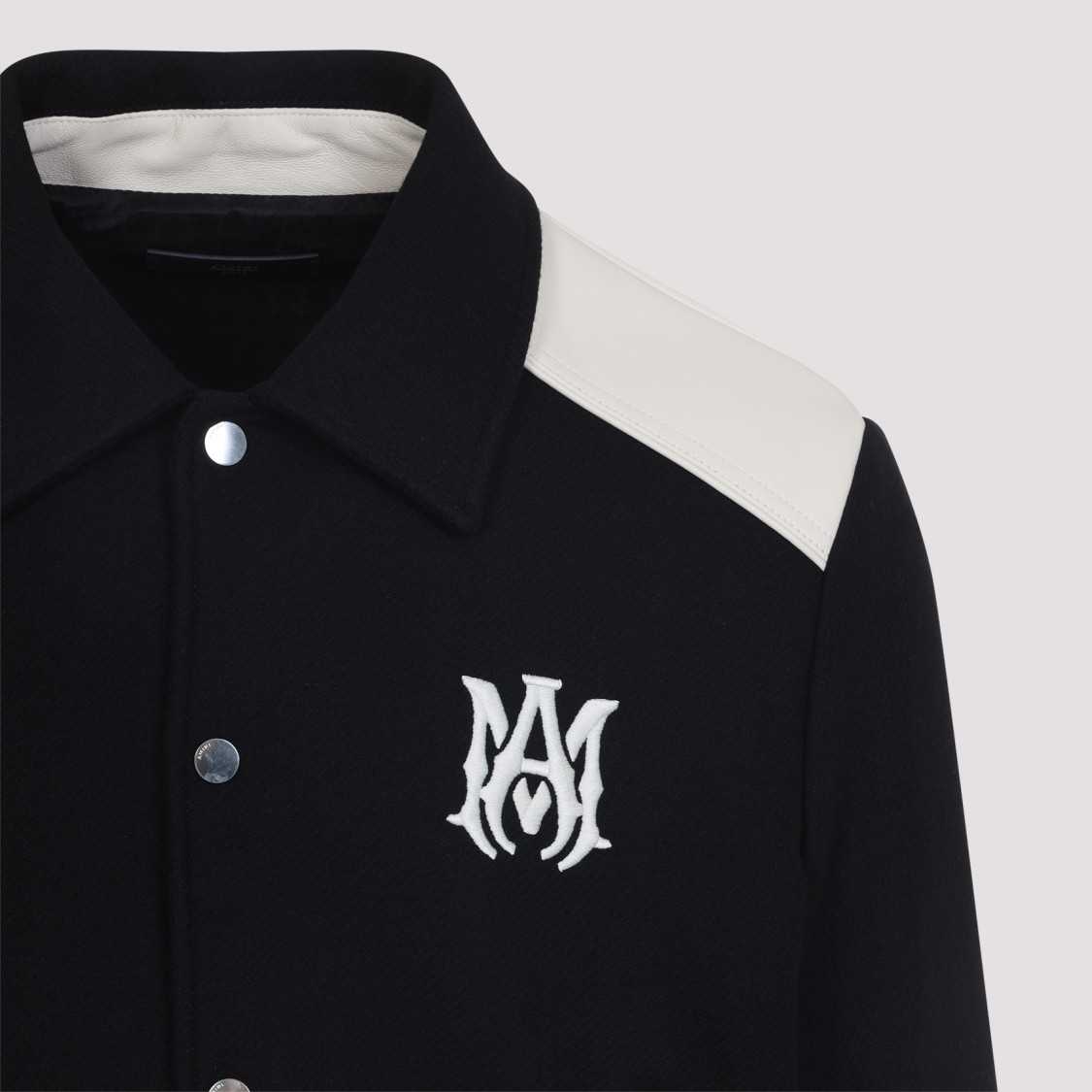 Amiri Tailored Wool And Leather Jacket With Zippered Pockets In Black