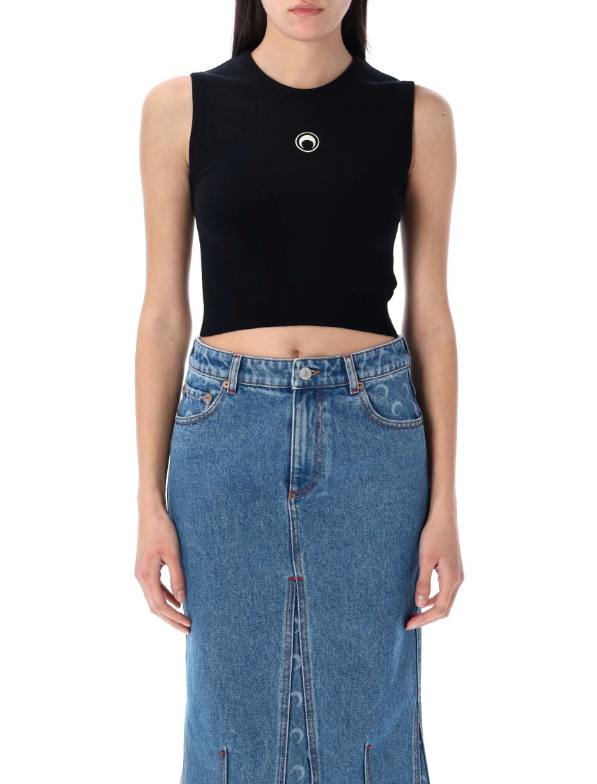 Marine Serre Black Moon Logo Vest In Black