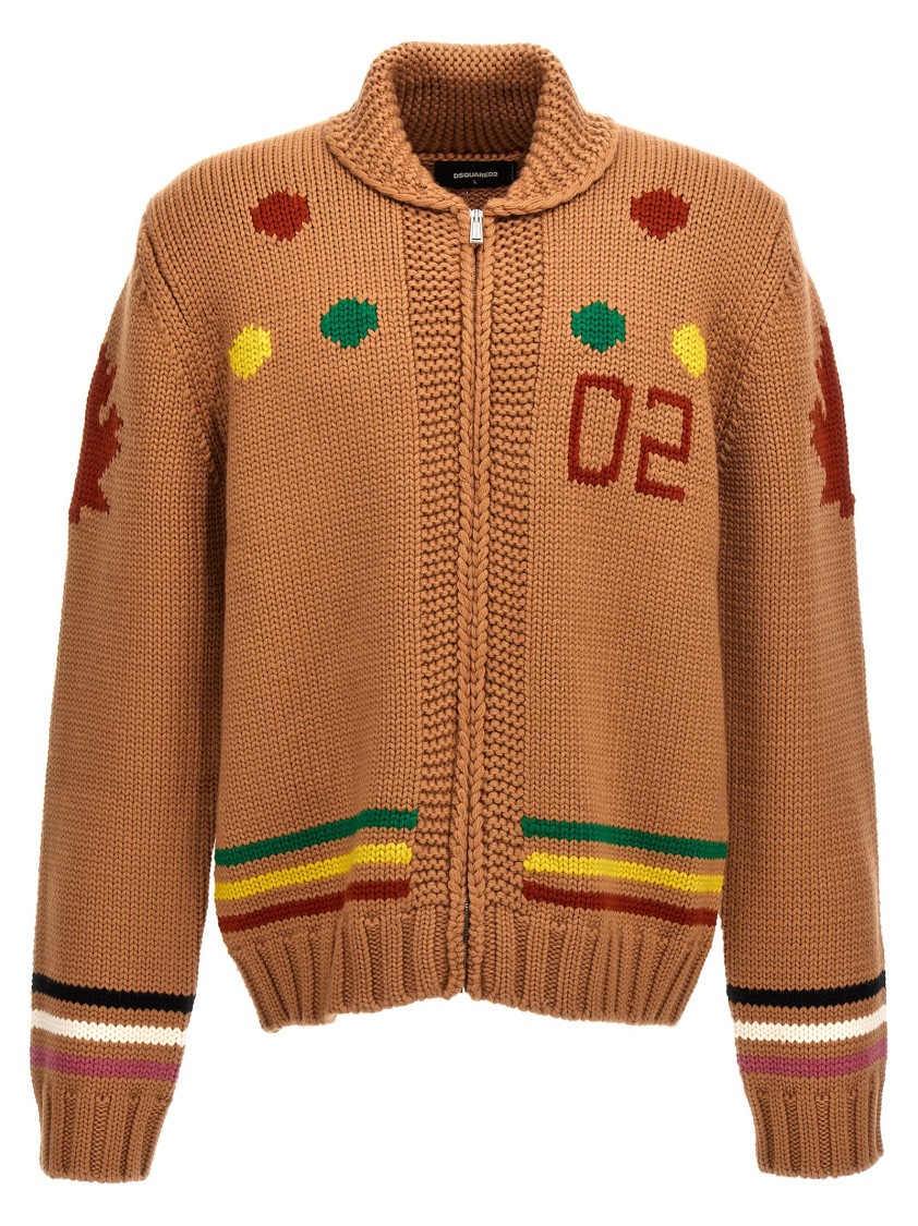 Dsquared2 Jacquard Cardigan Sweaters And Cardigans Multicolor In Brown