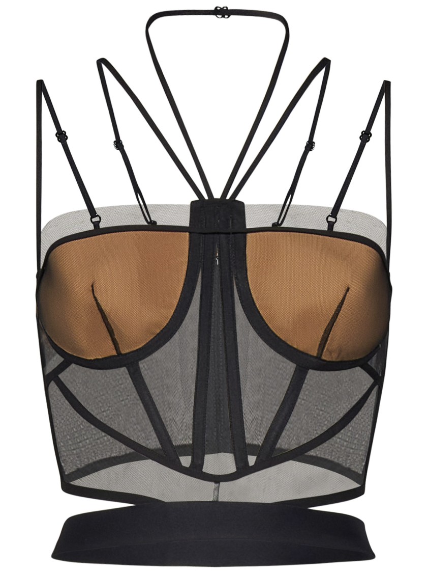 Nensi Dojaka Fitted Black Top With Multi-strap Design