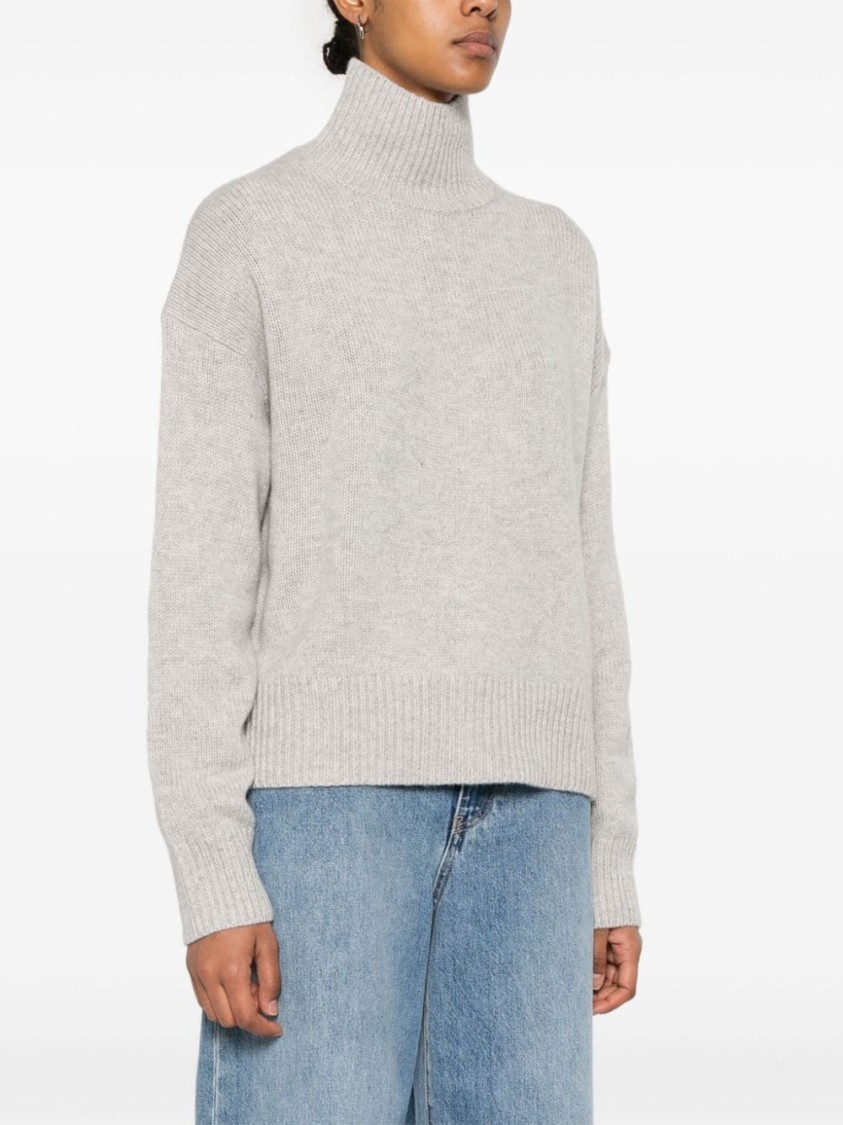 Shop Calvin Klein Turtleneck Sweatshirt In Eco-friendly Wool And Cashmere Blend In White