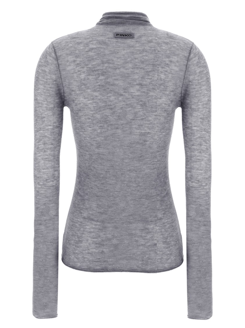 Pinko Semi-sheer Wool Sweater In Gray