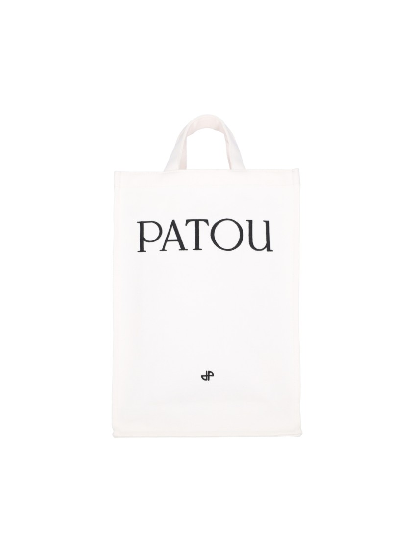 Patou Vertical Logo Tote Bag  White