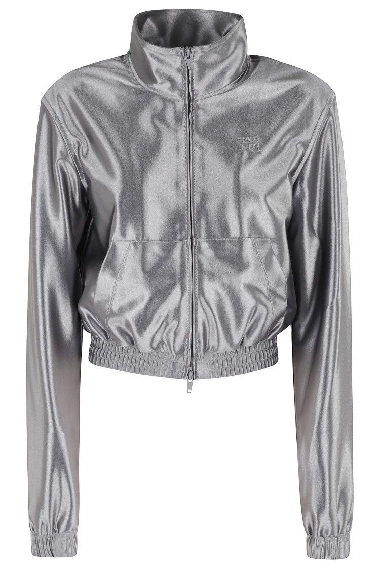 Alexander Wang T T By Alexander Wang Shrunken Zip Up Sweatshirts In Gray