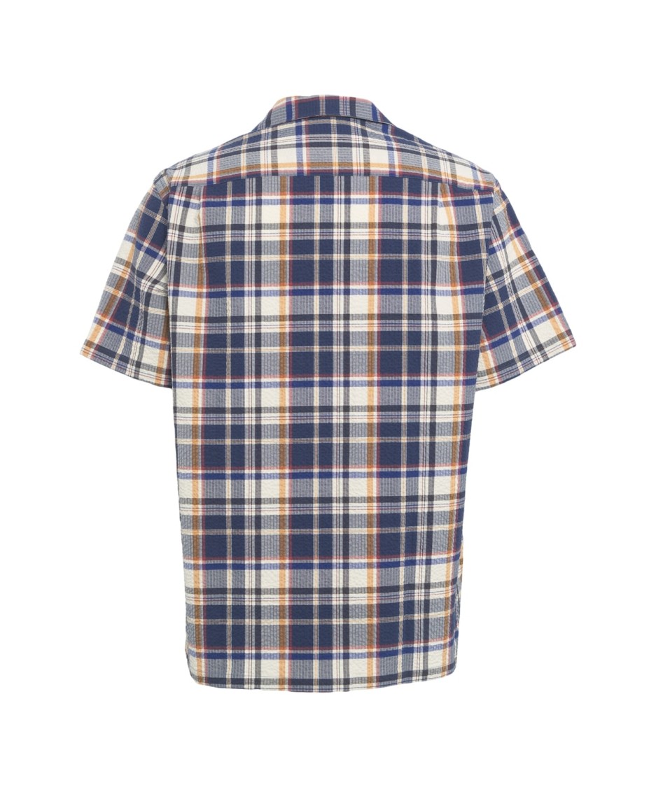 Shop Portuguese Oversized Blue Checked Shirt With Contrasting Stripes