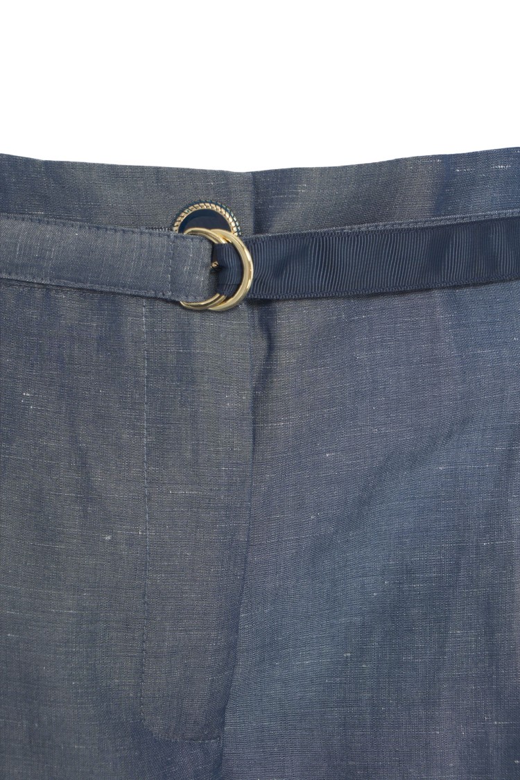 LIU •JO LIU JO HIGH-WAISTED LINEN BLEND PANTS WITH ROLLED CUFFS