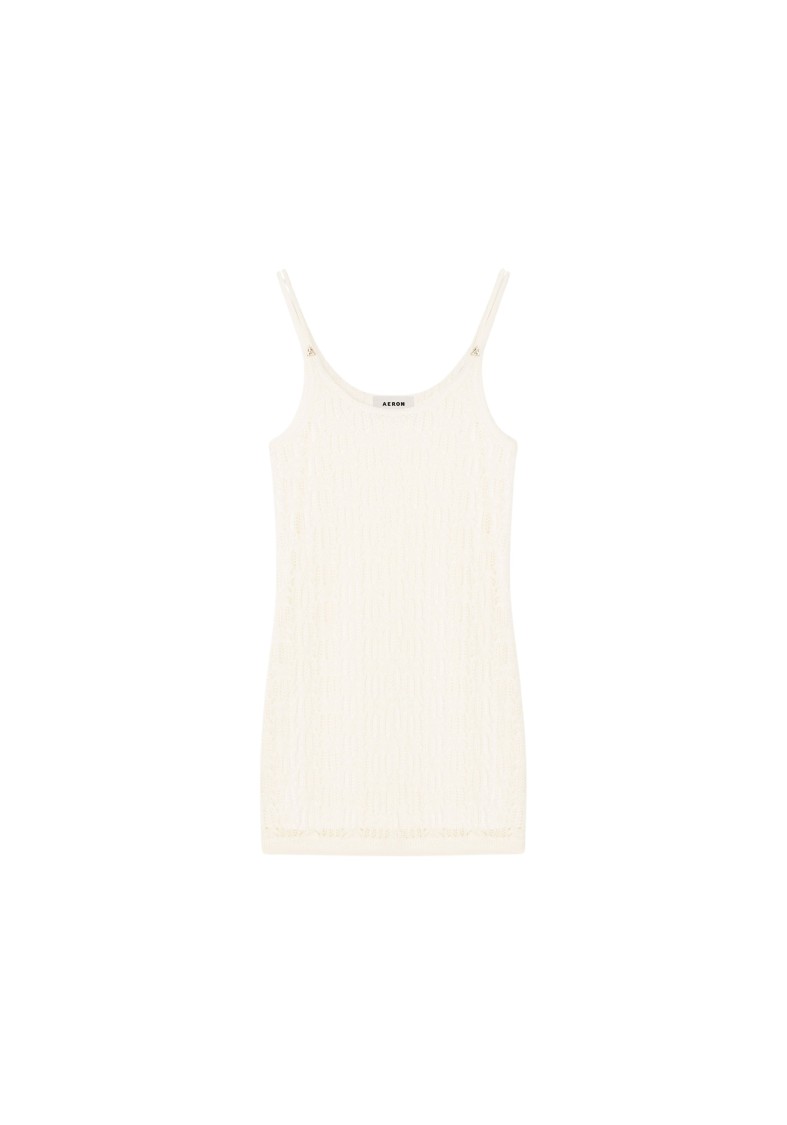 Shop Aeron Barry - Lace Knit Mini Dress In Neutrals