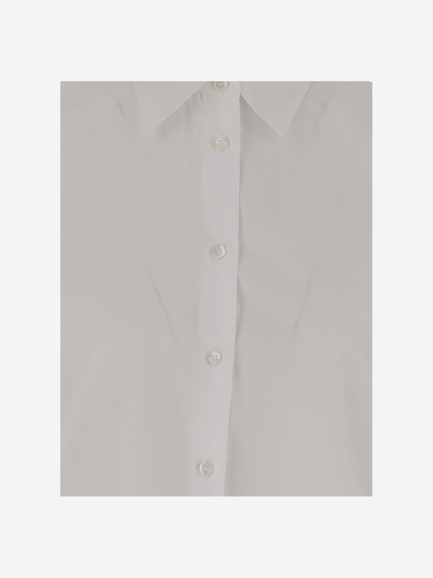 Shop Aspesi Structured Cotton Poplin Shirt With Curved Hem In White