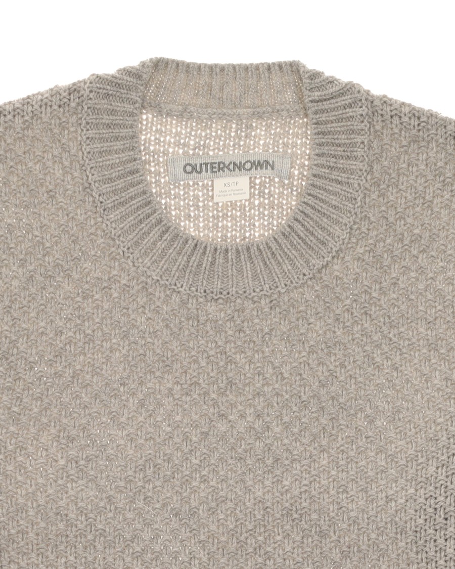 Outerknown Slim-fit Crew Sweater In Distinctive Moss Stitch In Gray