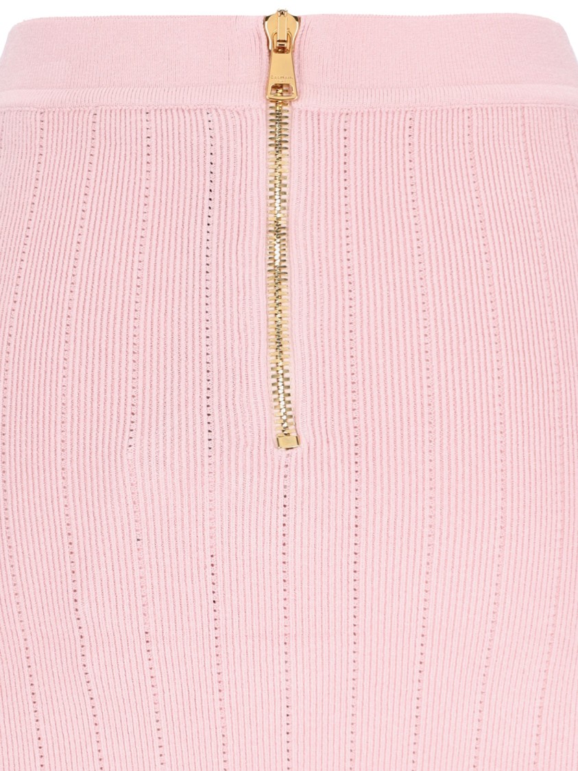 Balmain Knitted Mini Skirt With Embossed Buttons