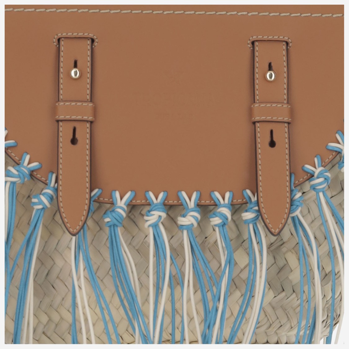 Cuba Lab 'tropicana Kenia' Camel And Blue Tote Bag