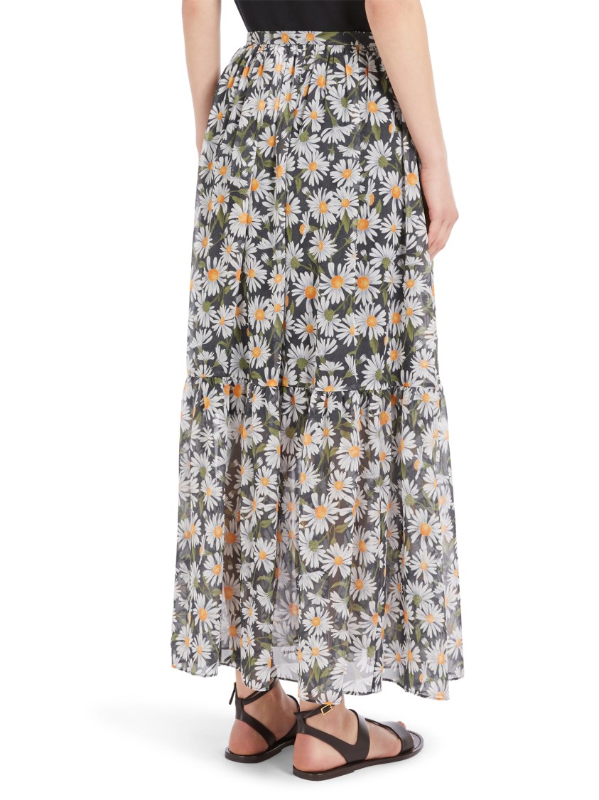 Max Mara Tiered Maxi Skirt With Daisy Print In Black