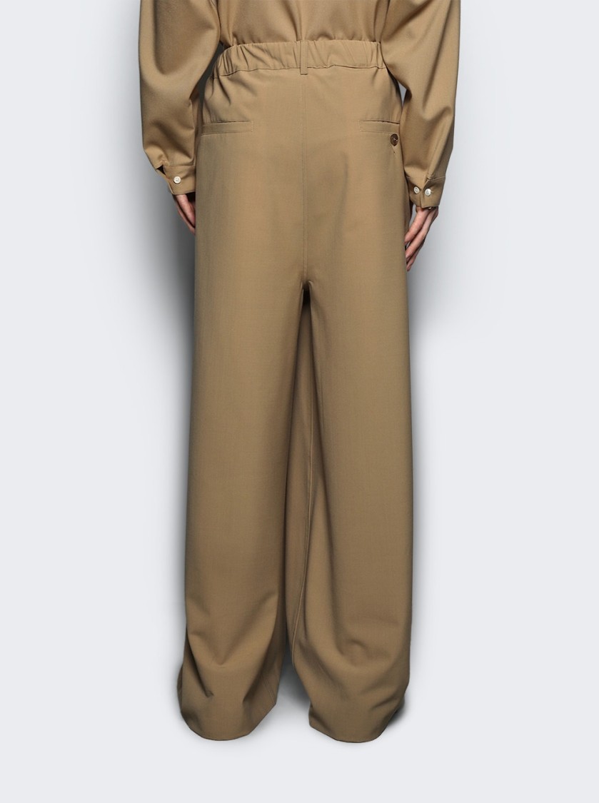 Marni Relaxed-fit Beige Trousers With Drawstring Waist In Brown
