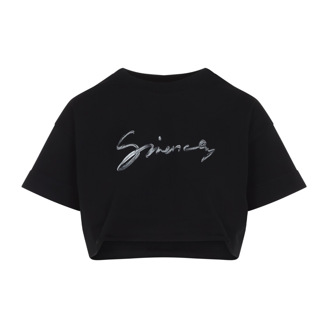 Givenchy Signature Logo Cropped T-shirt In Black