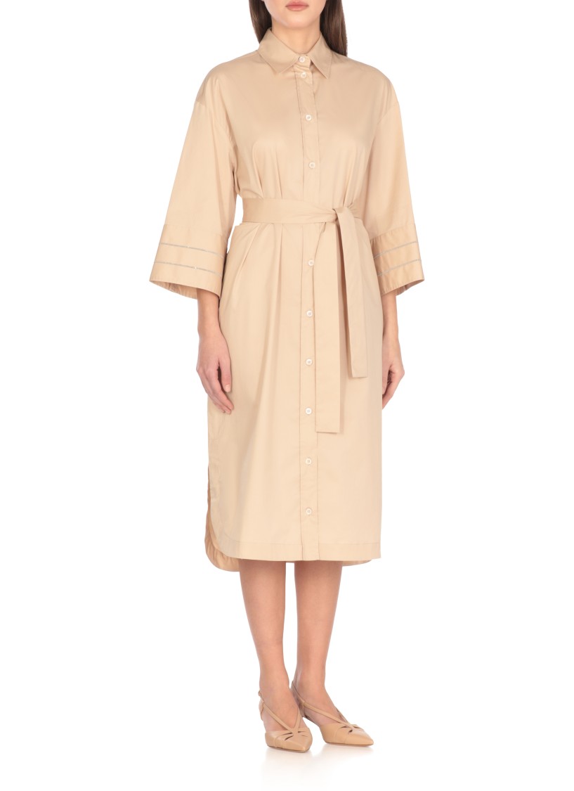 Shop Peserico Beige Cotton Dress In Neutrals