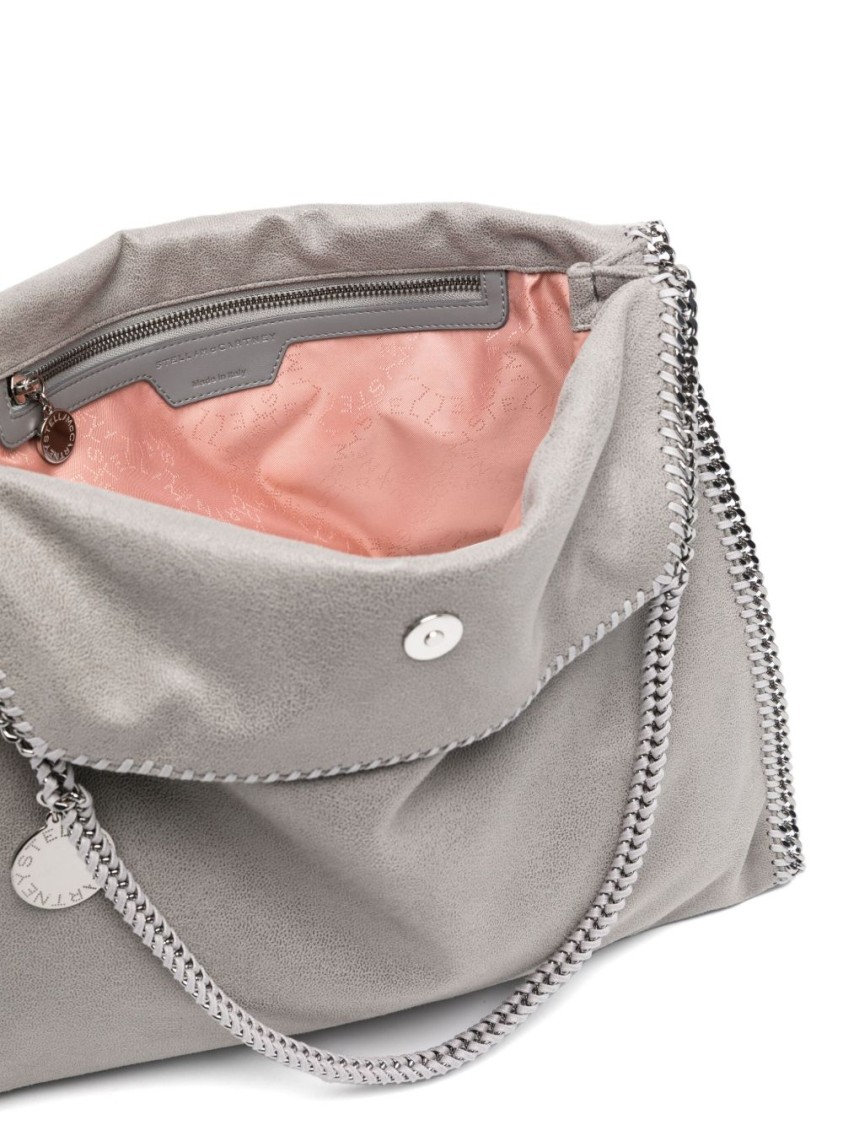 Stella Mccartney Textured Grey Handbag With Chain Detail In Grey