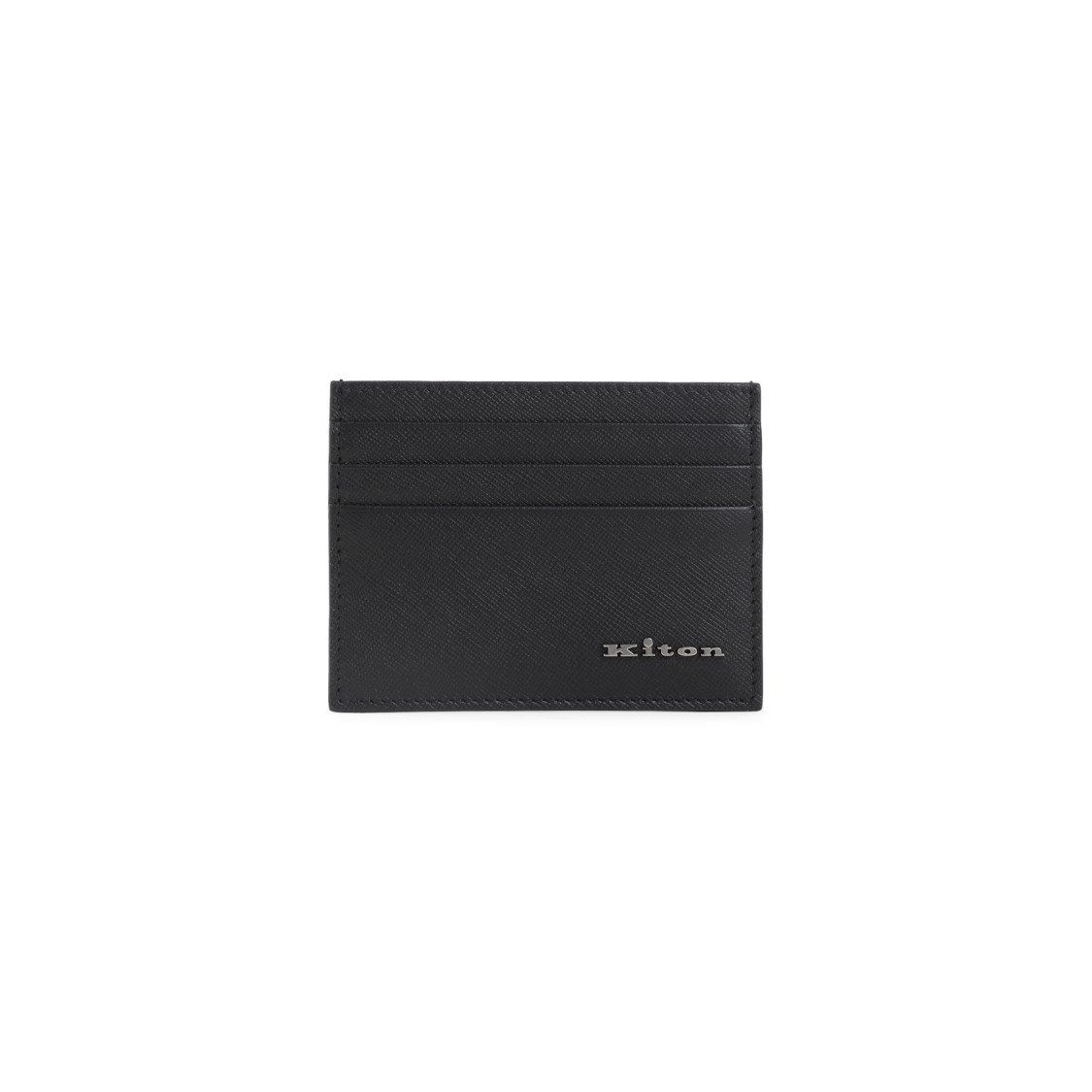 Kiton Textured Calf Leather Wallet With Multiple Card Slots In Black