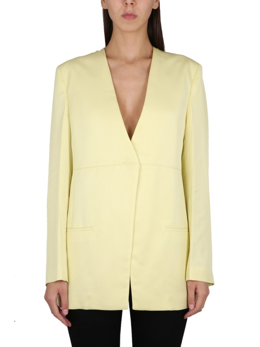 Jil Sander V-neck Jacket With Concealed Closure In Yellow