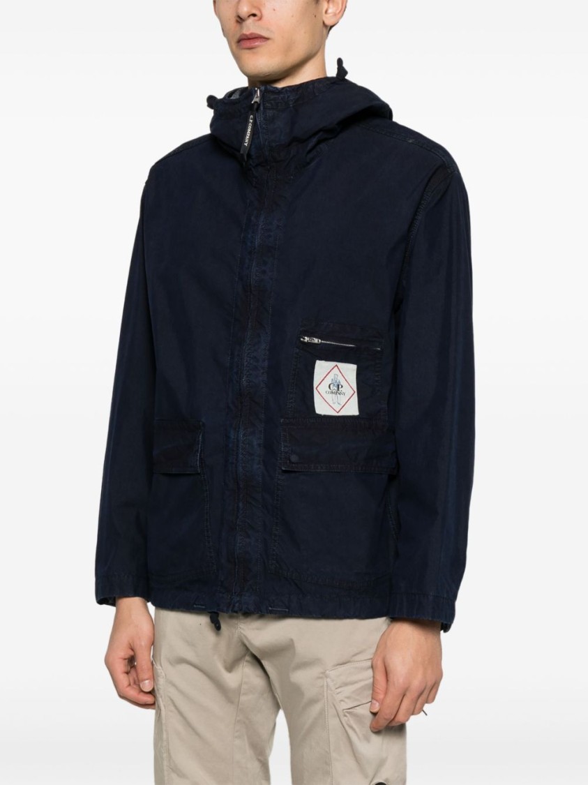 C.p. Company C.p.company Men Goggle 50 Yarns Jacket With Hood In Blue