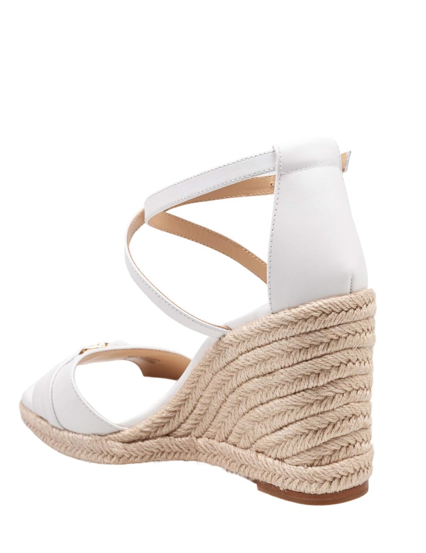 Shop Michael Kors White Leather Mandy Wedge Sandal