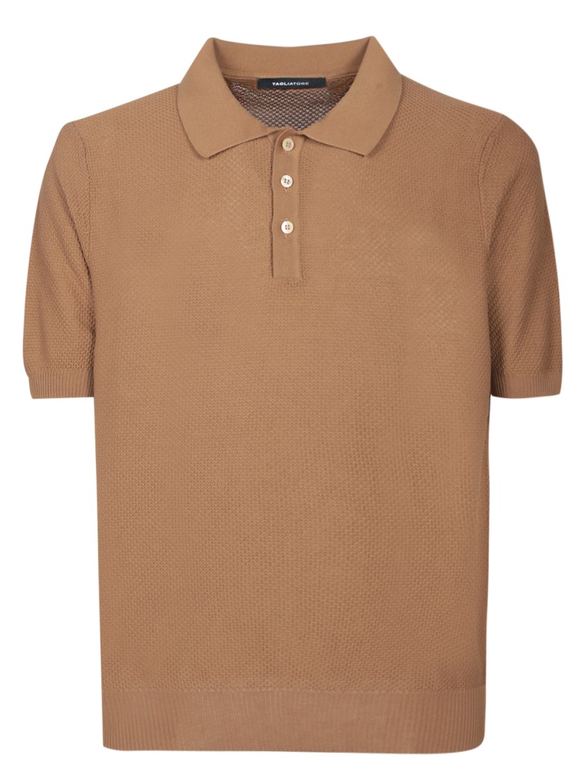 Shop Tagliatore Burnt Brown Cotton Polo With Classic Collar