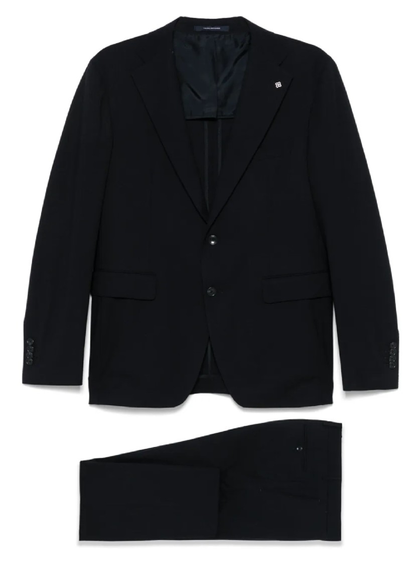 Shop Tagliatore Classic Tailored Black Suit With Notched Lapels