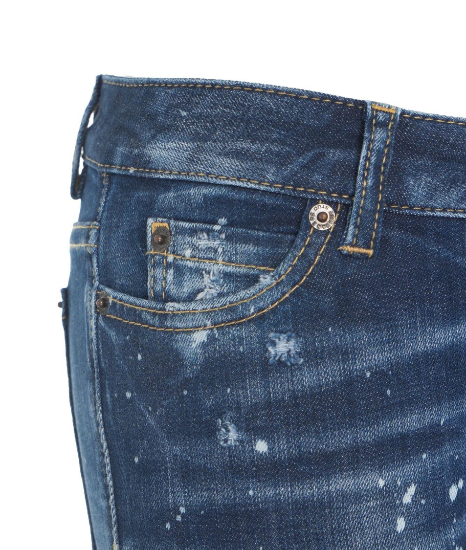 Dsquared2 Distressed Blue Skinny Jeans In Blue