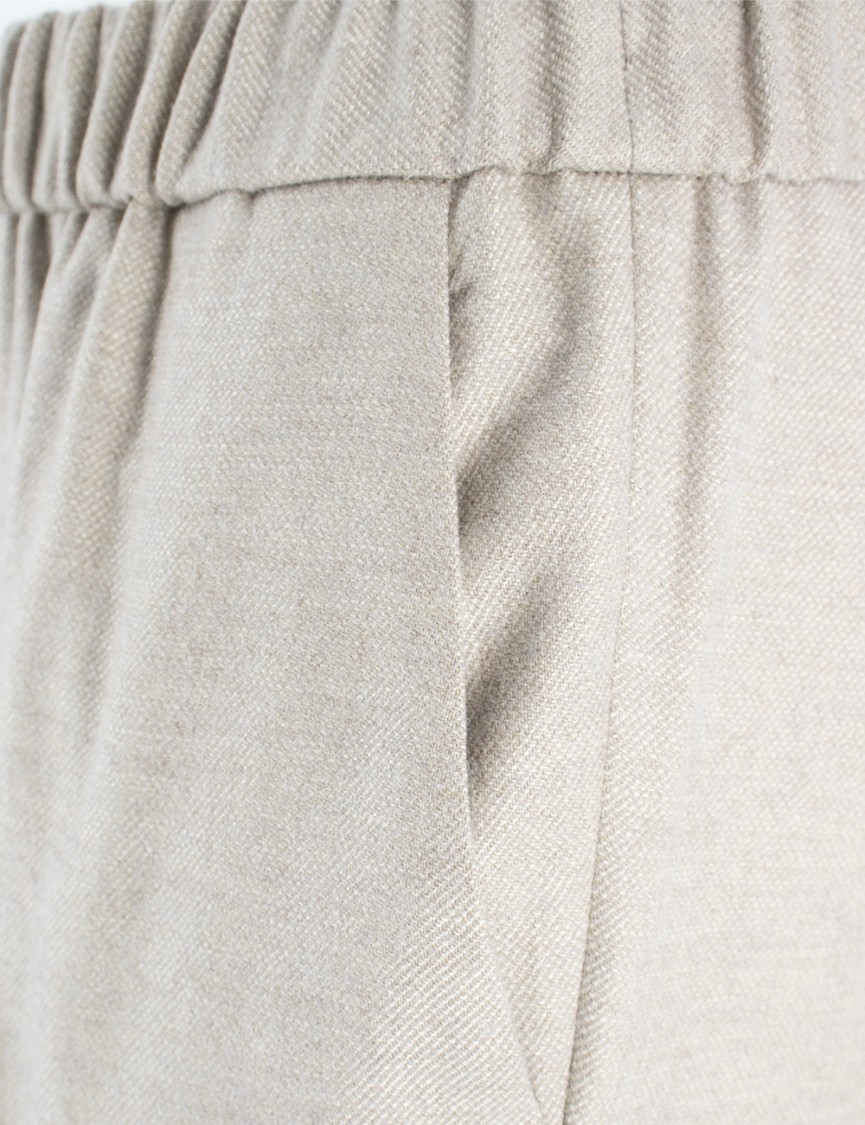 Antonelli Beige Straight Trousers With Elastic Waist In Neutrals