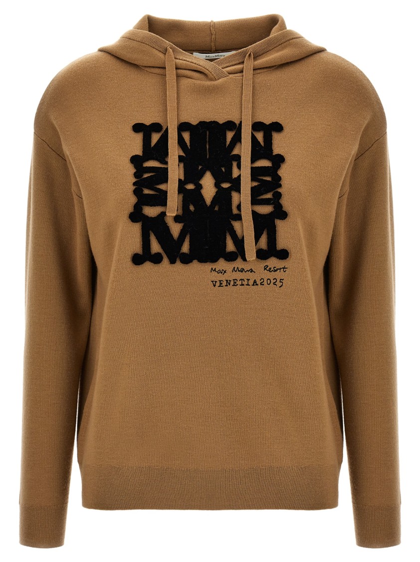 Max Mara Hooded Sweatshirt With Drawstring And Graphic Detail