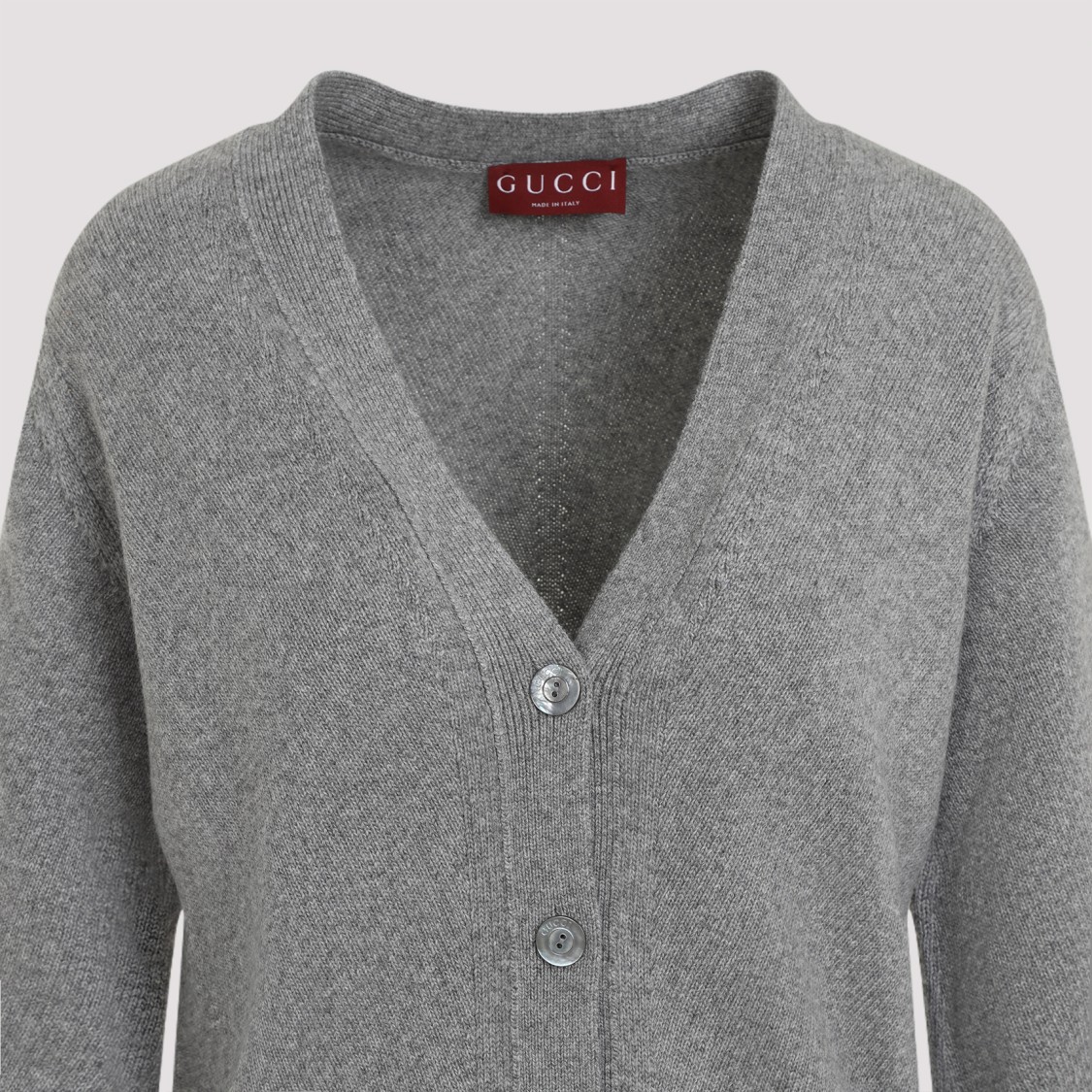 Shop Gucci Web Grey Wool And Cashmere Cardigan