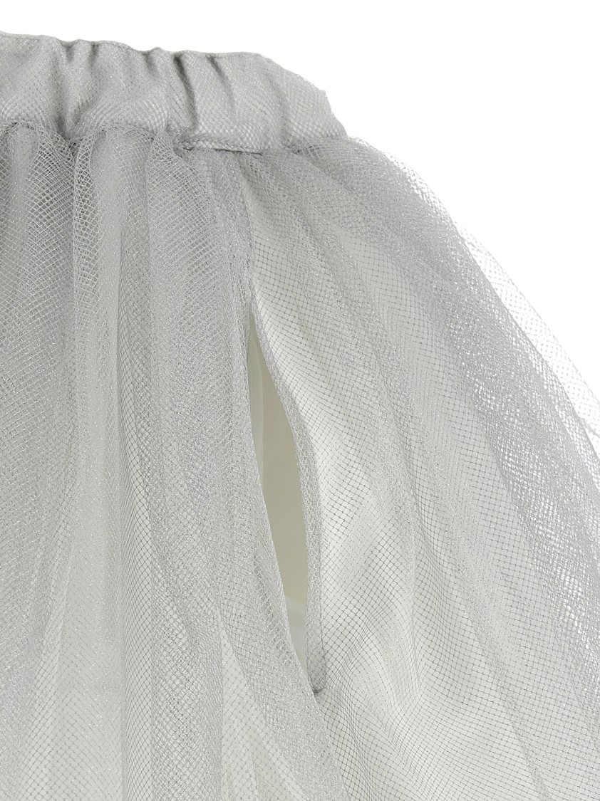 Comme Des Garçons Multilayered Asymmetric Tulle Skirt With Side Pockets In White