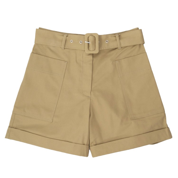 Officine Generale Beige Mid-waisted Shorts With Removable Belt