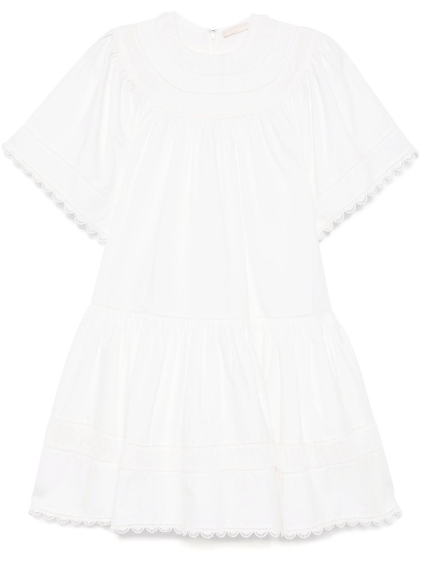 Ulla Johnson Oumi Crochet And Chiffon-trimmed Poplin Mini Dress