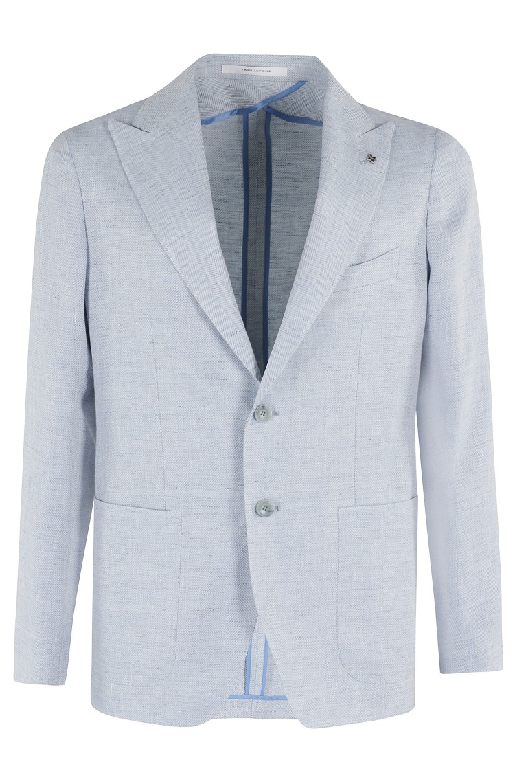 TAGLIATORE TAGLIATORE SINGLE BREASTED HERRINGBONE WOOL LINEN LANCE JACKET