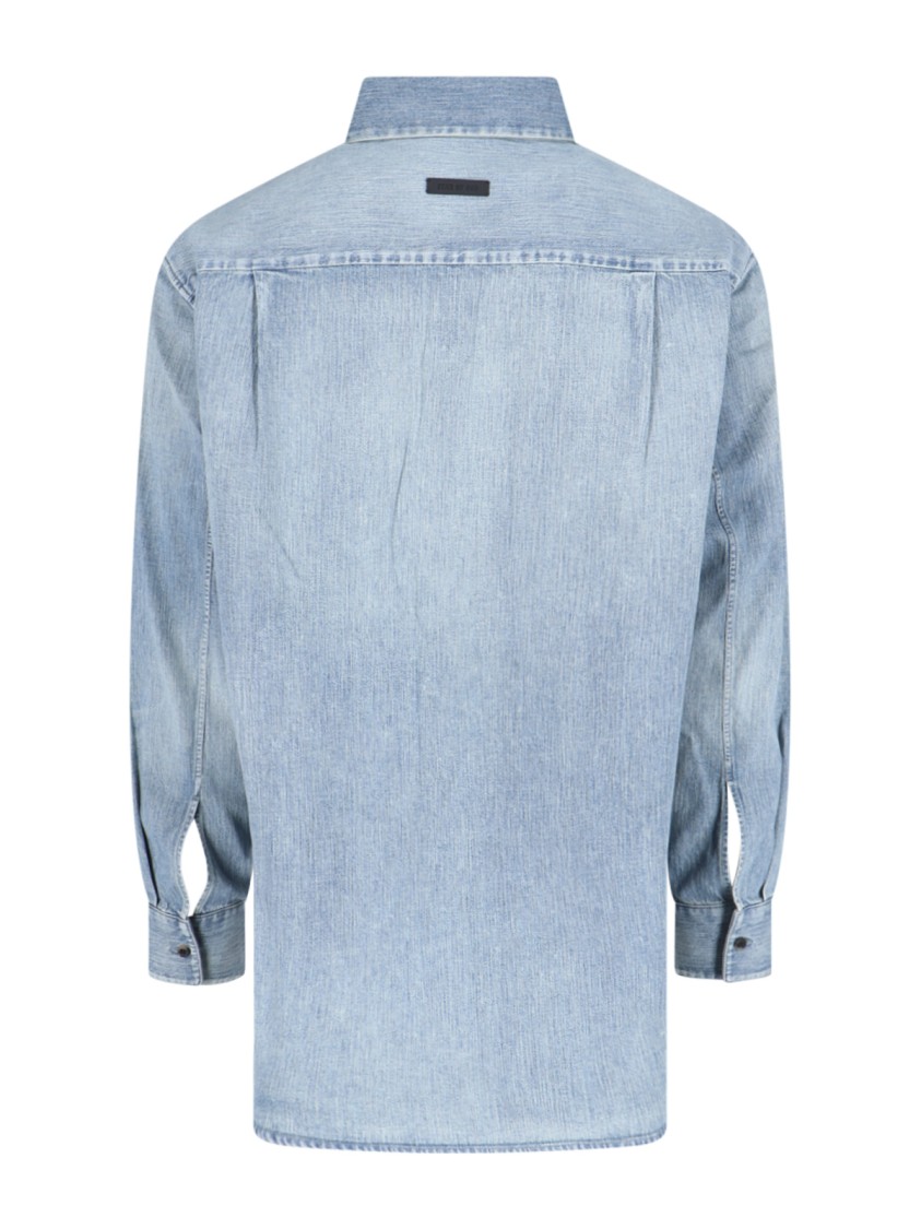 Shop Fear Of God Relaxed Fit Denim Shirt With Classic Collar In Blue