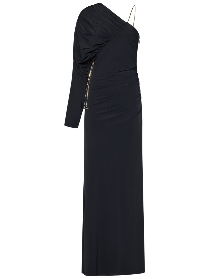 Danamè One-shoulder Black Stretch Jersey Maxi Dress