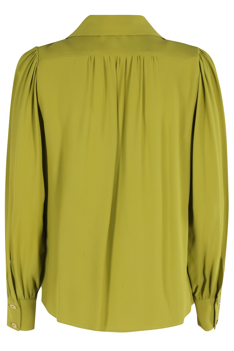 Elisabetta Franchi Blouse In Georgette Fabric With Jewel Detail In Green
