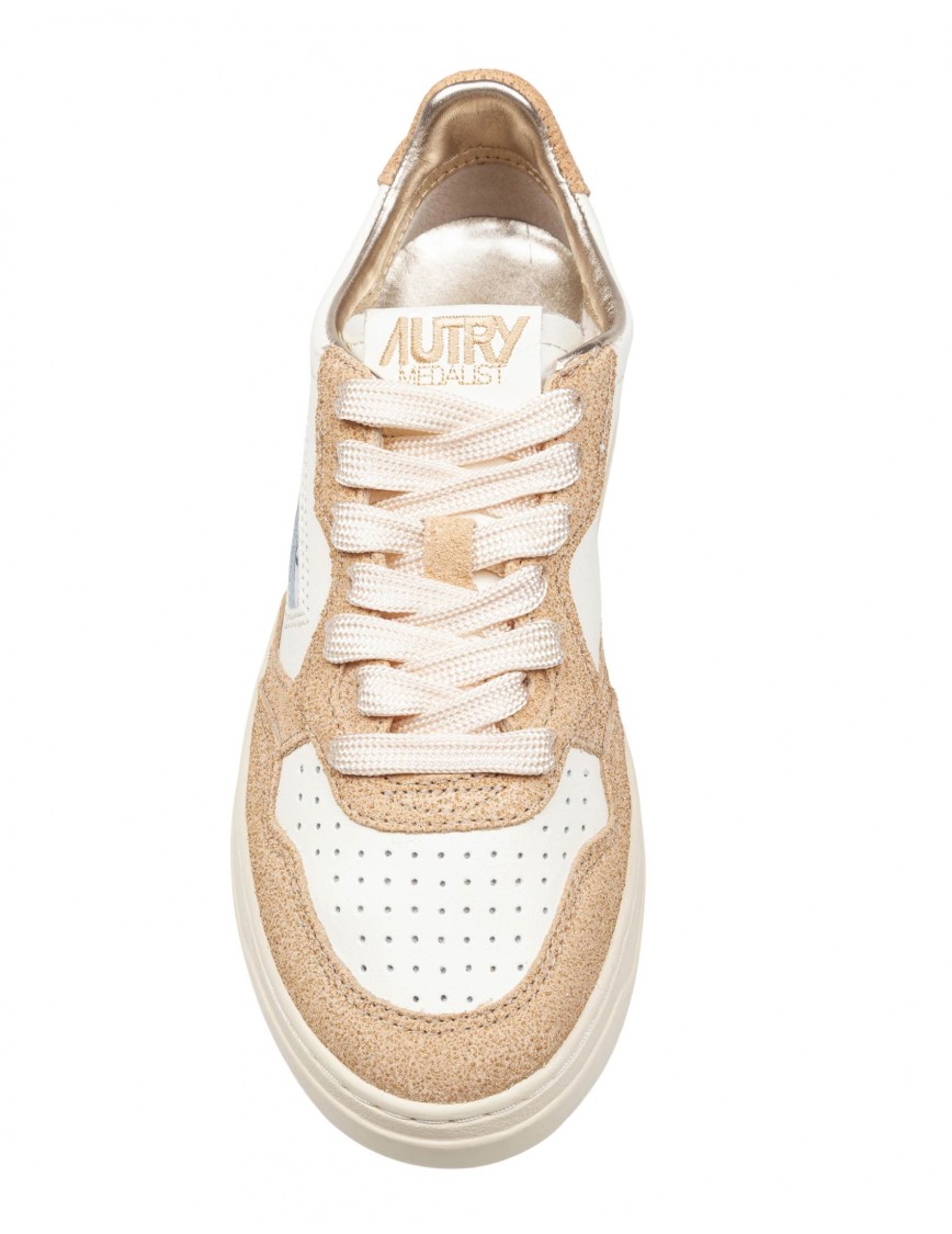 Autry Leather And Suede Sneakers With Glitter In Multi