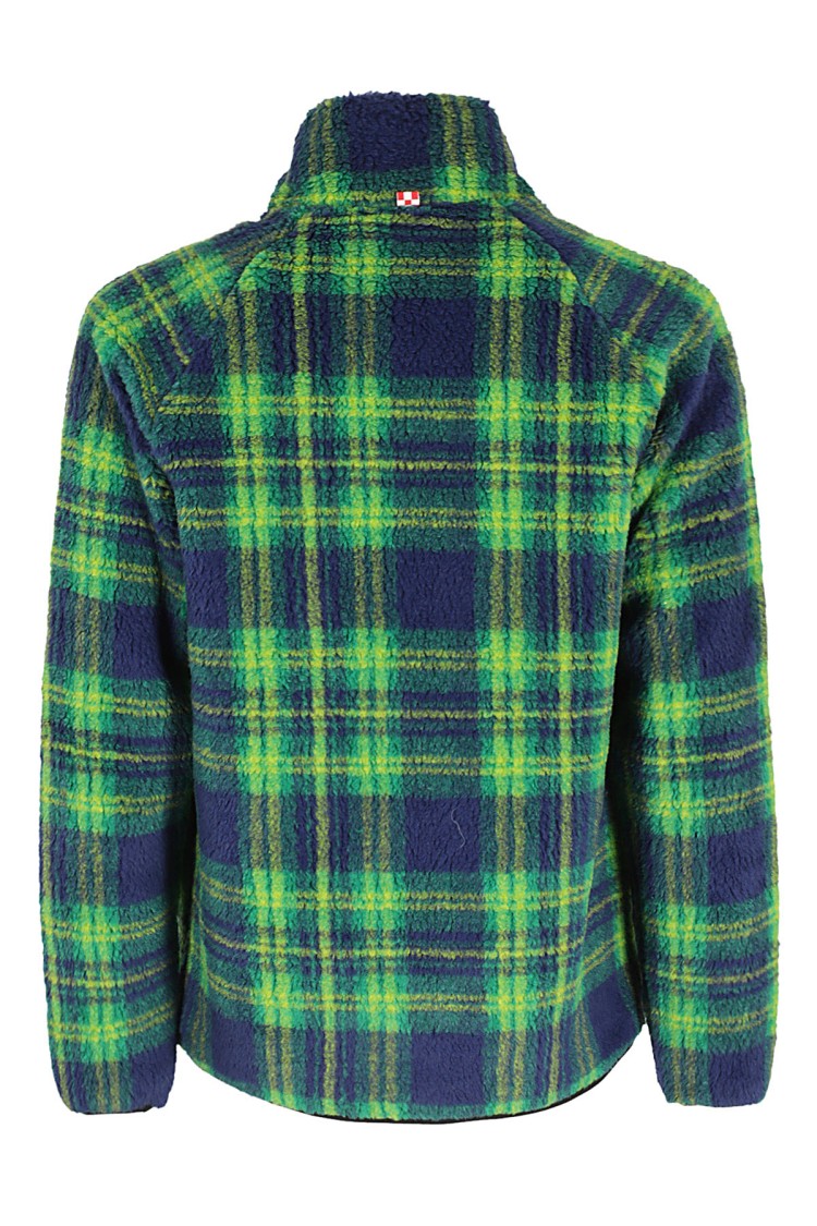 Mc2 Saint Barth Tartan Pattern Sherpa Jacket With Zippered Pockets In Green